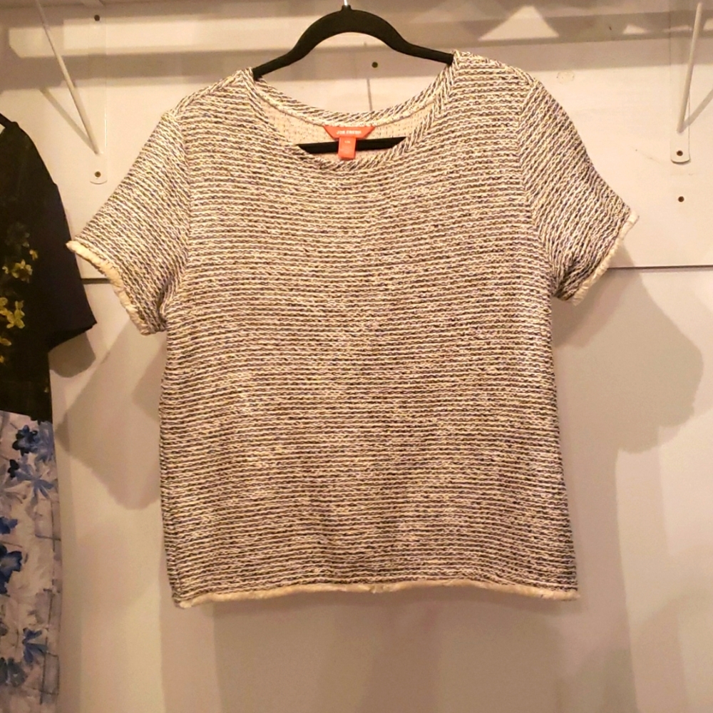 Joe fresh Navy and cream twill top